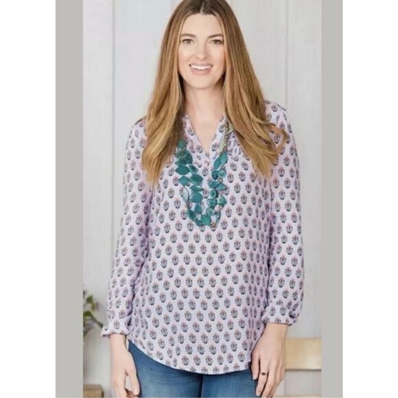 Matilda Jane Delicate Topiary Lavender Blouse floral preppy cottage sz S - Picture 2 of 12
